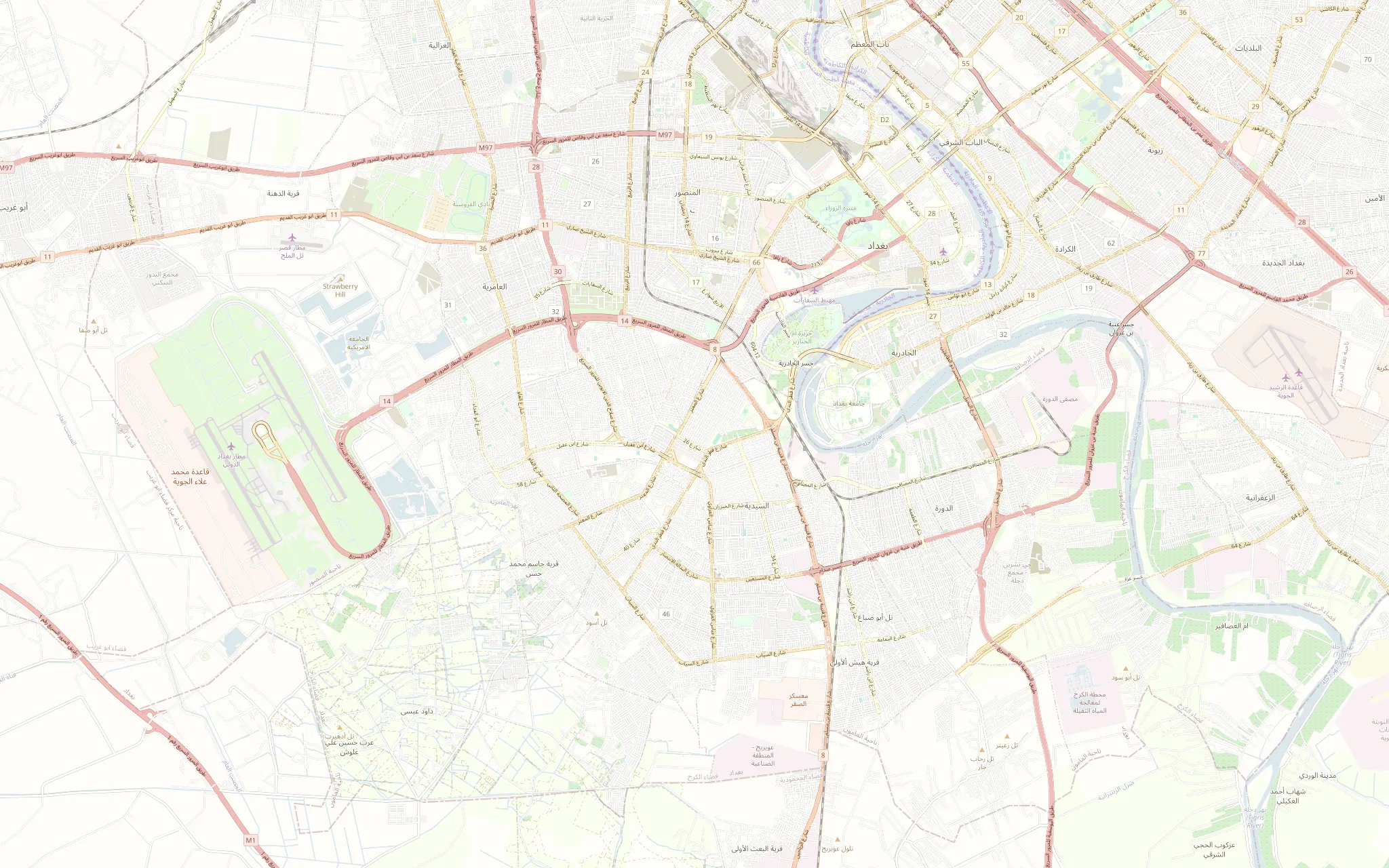 Map of SELF branches in Baghdad: Iraq Mall, Dijlah Village, and the VIP terminal