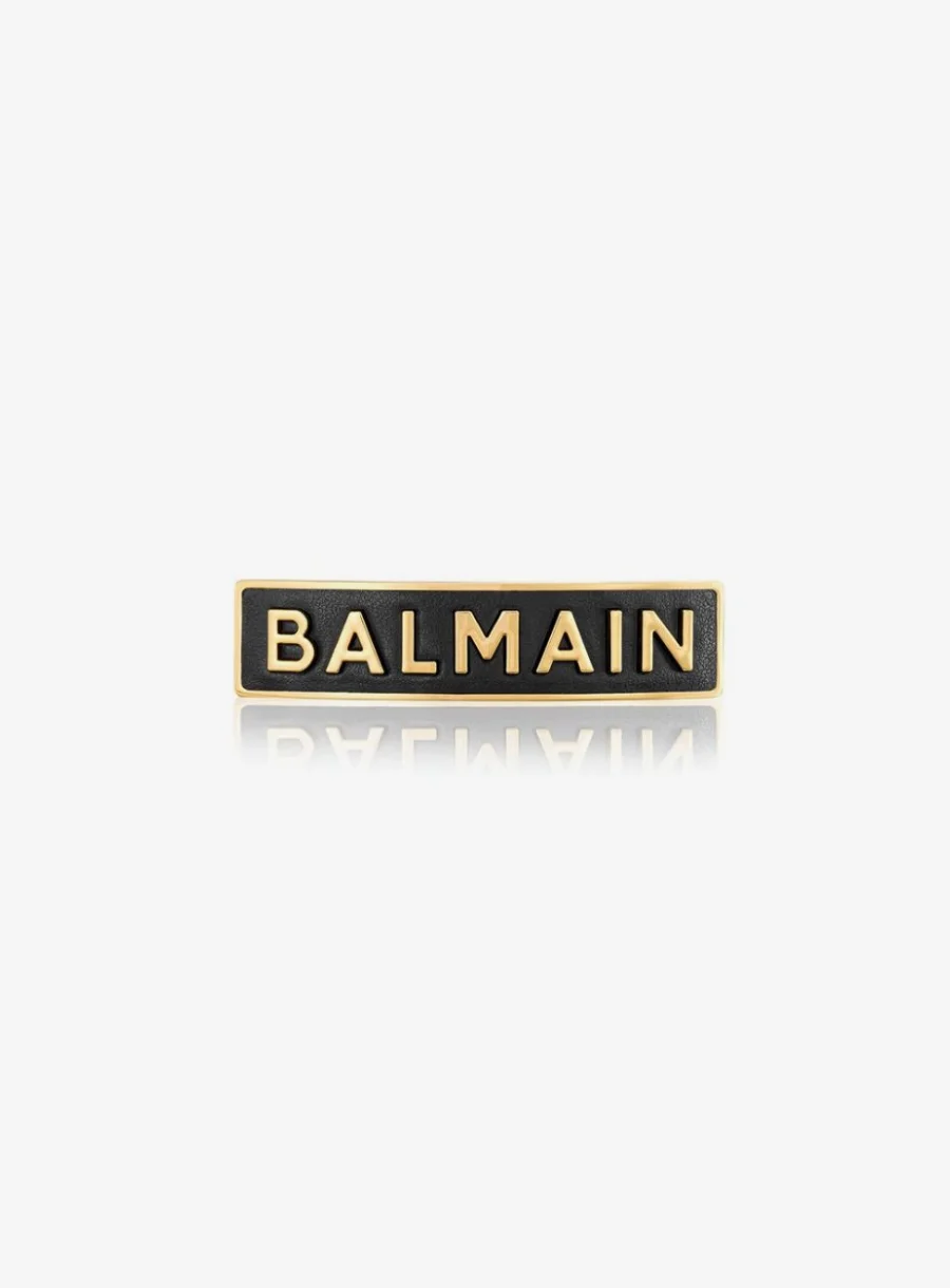 Balmain Hair Gold Plated Barrette Medium Logo – view 3