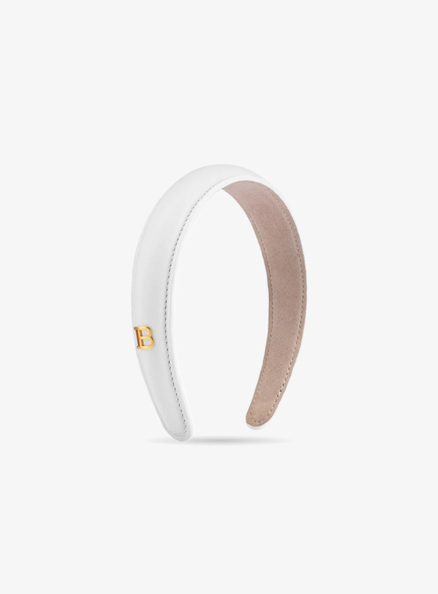Balmain Hair Limited Edition White Leather Puffed Headband