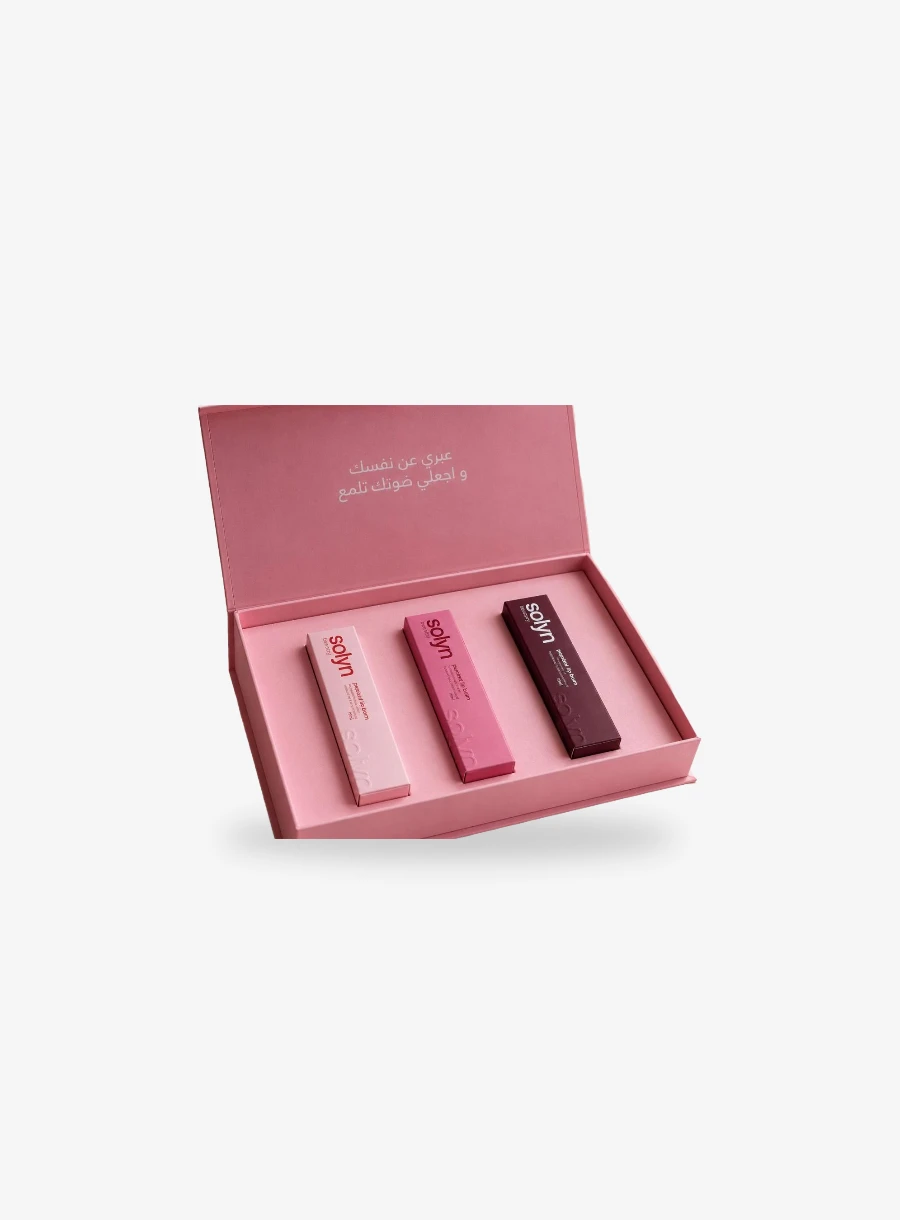 Solyn PR Lip Balm Box, three lip balms in gift box